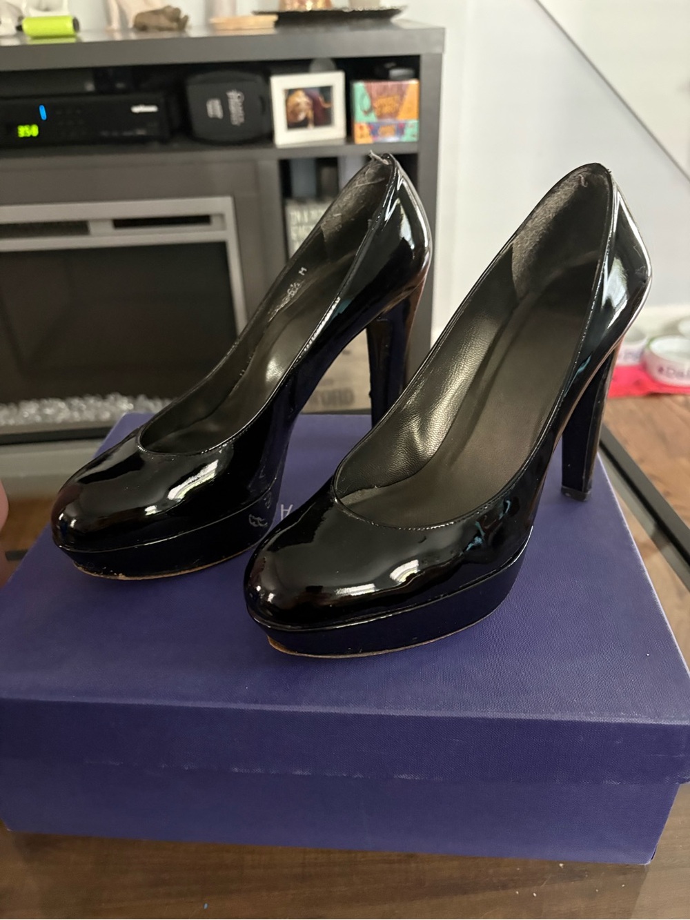 Stuart Weitzman Black Patent Platform Pumps